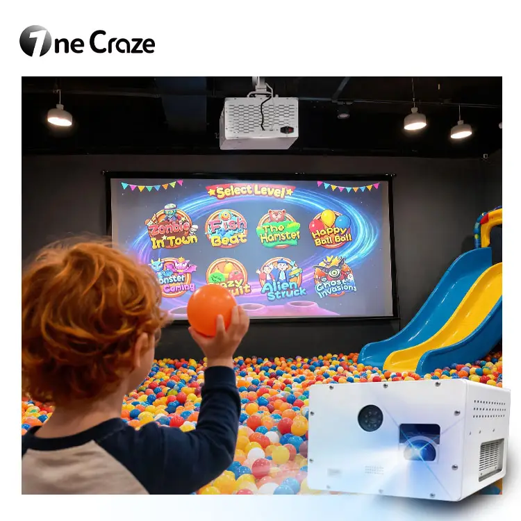 Ceiling-mounted interactive ball wall projection unit